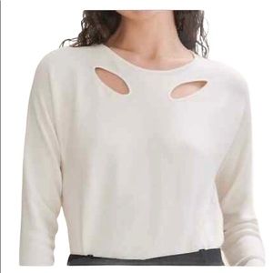 Maje Ivory Wool Blend Cutout Sweater